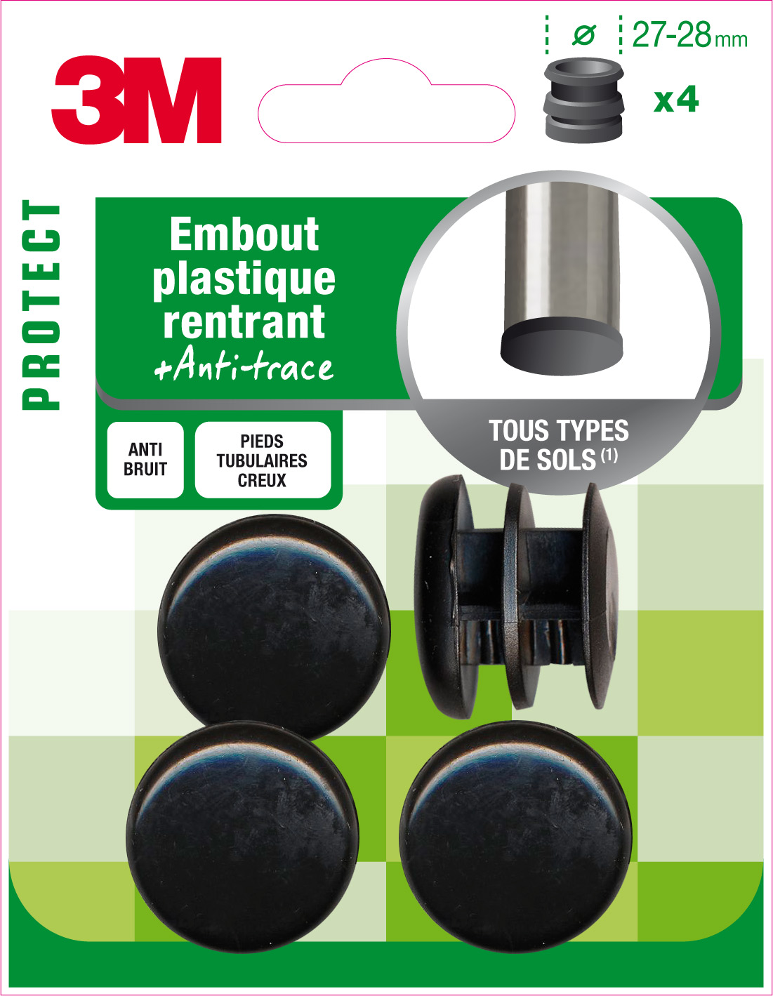 Embout plastique rond Ø27-28mm - 3M